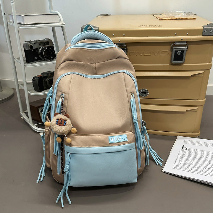 Backpack with Cute Animal Pendant and Practical Compartments Bowlift