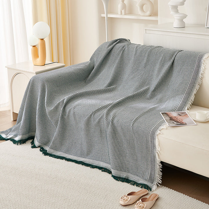 Decorative Fringed Geometric Jacquard Sofa Throw Cover Bowlift