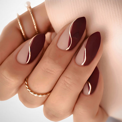 Stylish Press-On Nail Set with Elegant Curved Design Bowlift