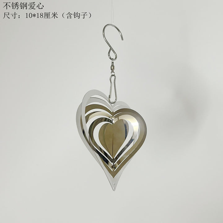 Iridescent Layered Heart Wind Spinner Hanging Suncatcher Bowlift