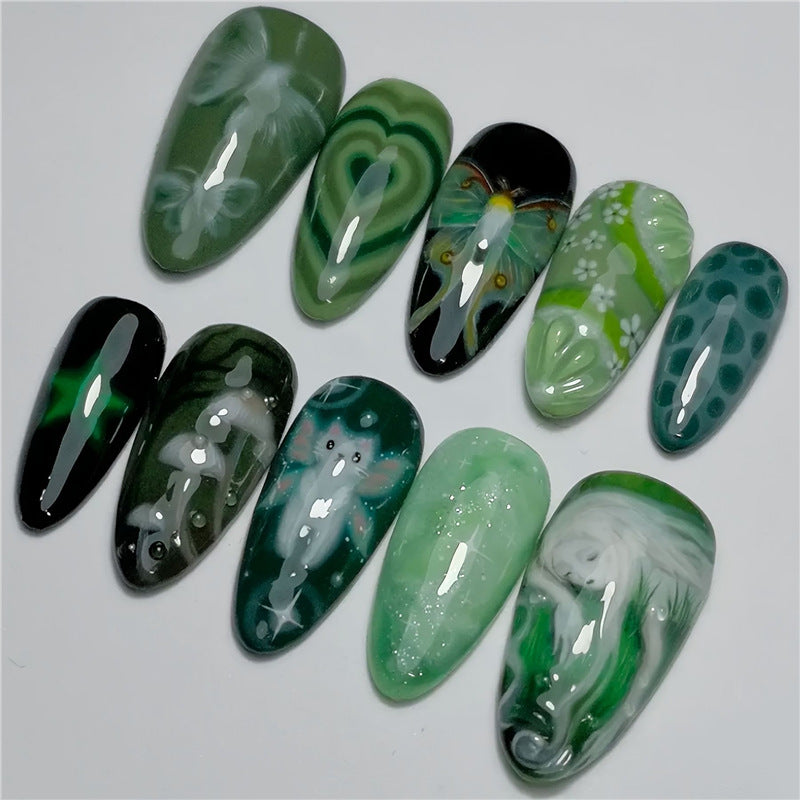 Artistic Cartoon-Themed Press-On Nail Art Set Bowlift