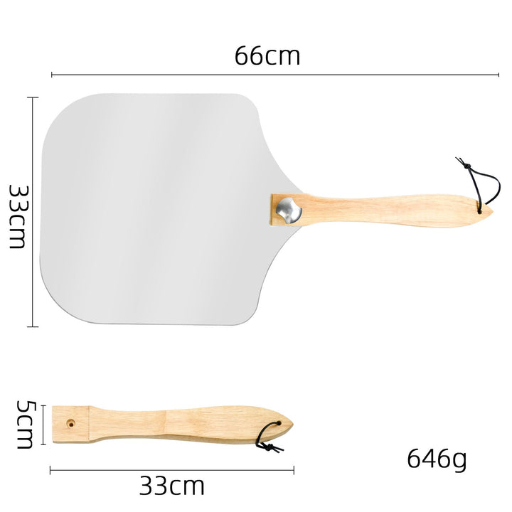 professional pizza peel set with foldable beech wood handle, aluminum paddle and stainless steel rocker cutter Bowlift