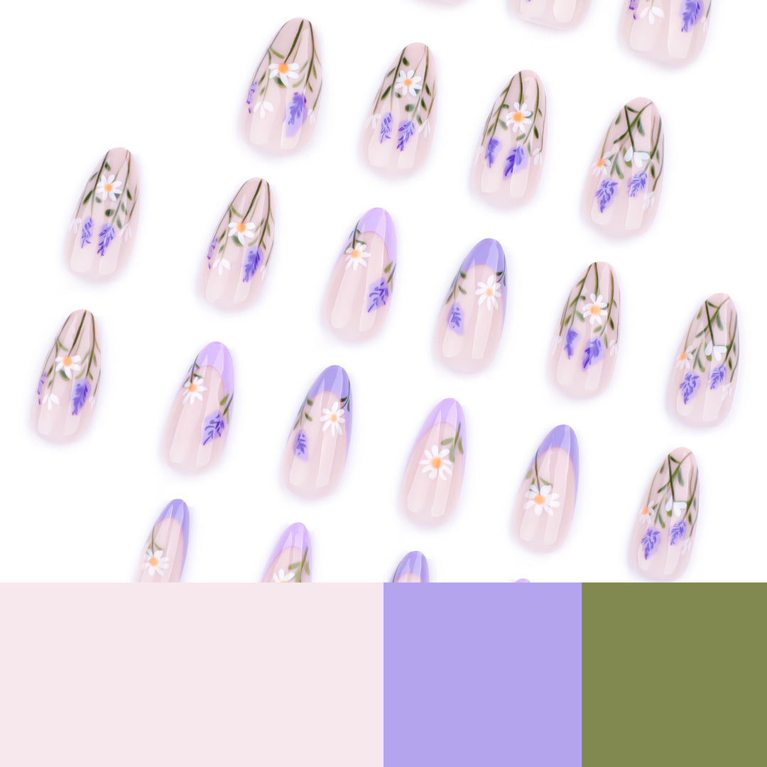 Artful Nail Art with Delicate Floral Decorations Bowlift