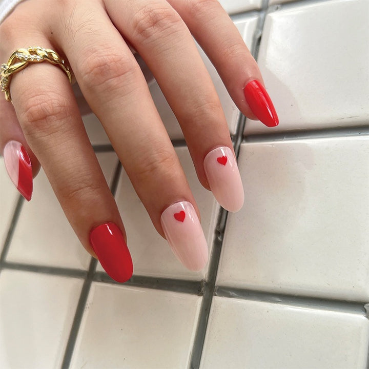 Elegant Nail Extensions with Heart Design Bowlift