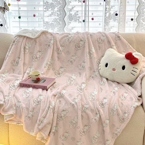 Plush Cartoon-Themed Fleece Blanket