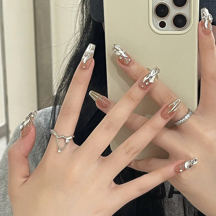 Premium Rhinestone-Embellished Press-On Nails Bowlift