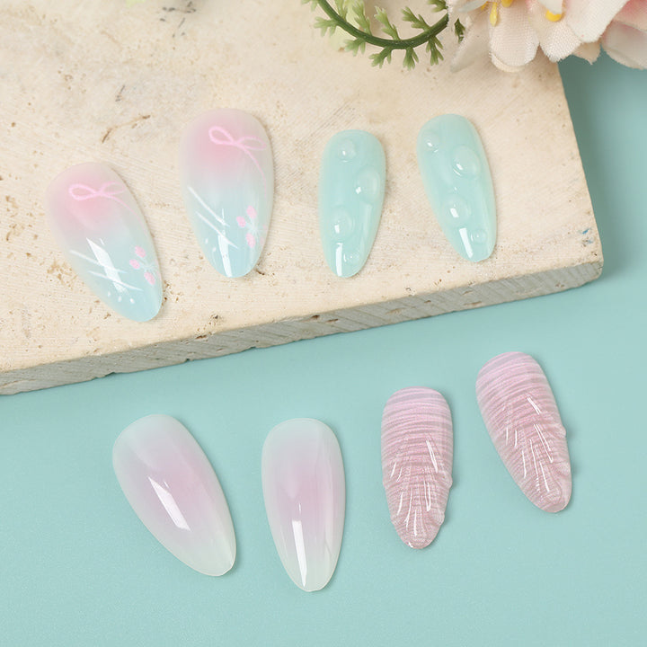 Artificial Nails Set with elegant floral and pastel designs Bowlift