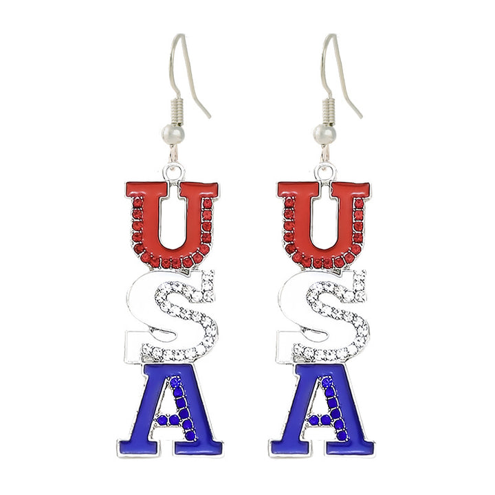 Ladies enamel earrings horseshoe with star stripe motif Bowlift