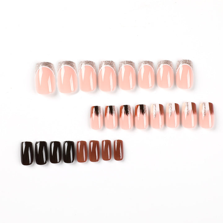 Elegant Artificial Nail Extensions with Ombre and Glitter Details Bowlift