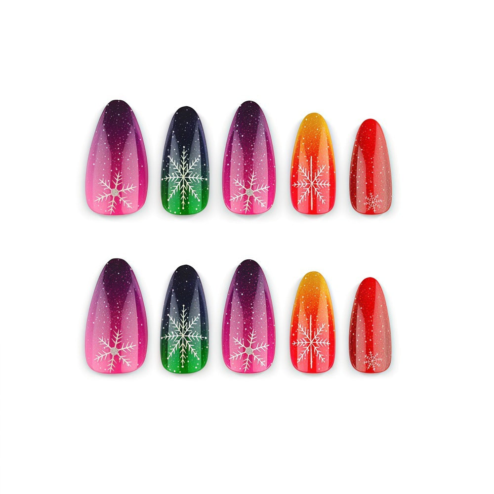 Artificial nails with sparkling snowflake design Bowlift