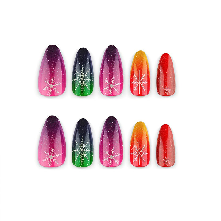 Artificial nails with sparkling snowflake design Bowlift