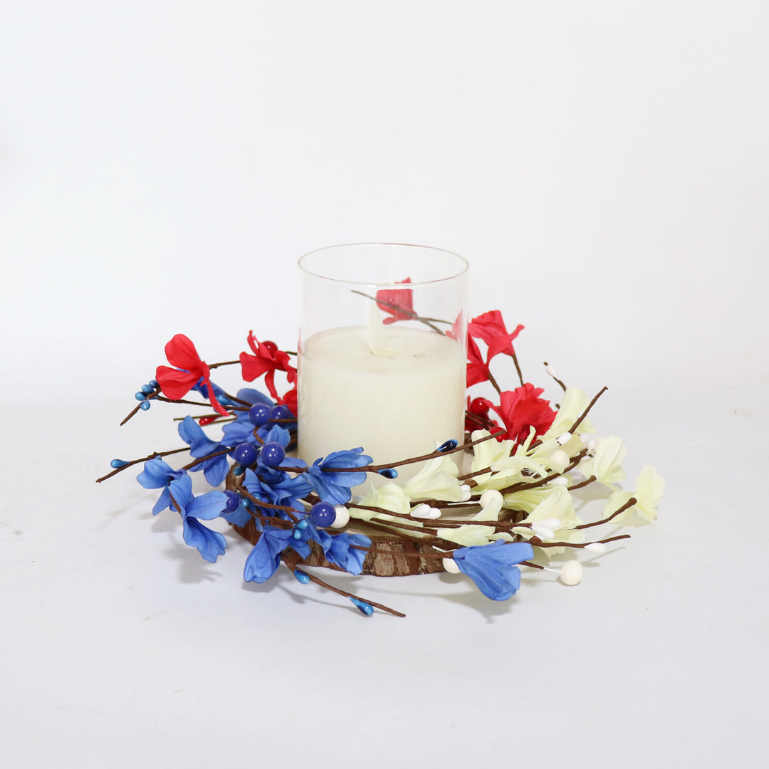 Unisex handmade flower crown for wall and door made of artificial flowers on a wicker base Bowlift
