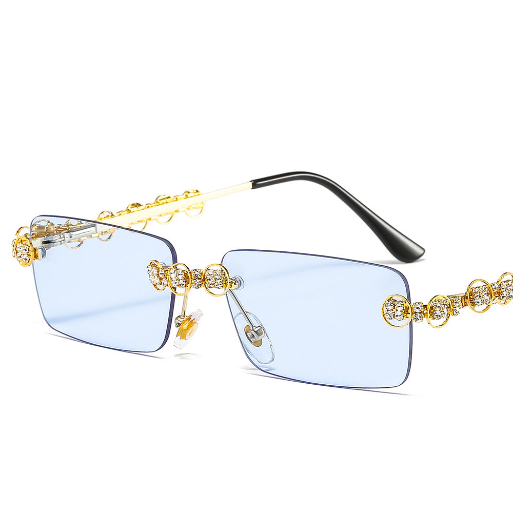 Women's designer sunglasses with sparkling frame and rectangular lenses Bowlift