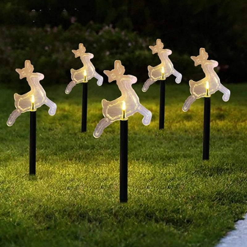 Acrylic Holiday Motif Solar Pathway Stake Lights With Warm LED And Ground Spike Bowlift