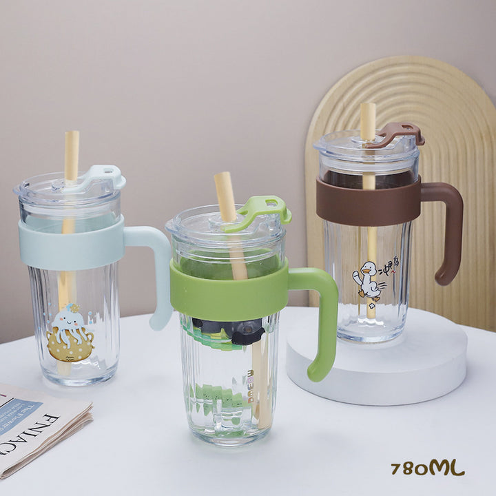 Ladies stable drinking cup with ergonomic handle and innovative silicone ring Bowlift
