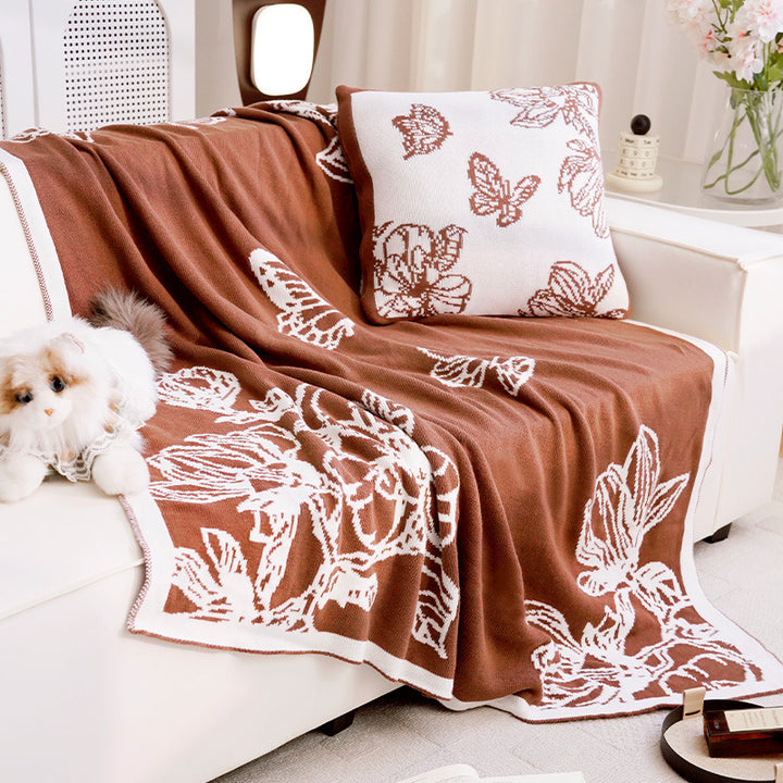 Women's Decorative Throw Blanket with Floral Design Bowlift