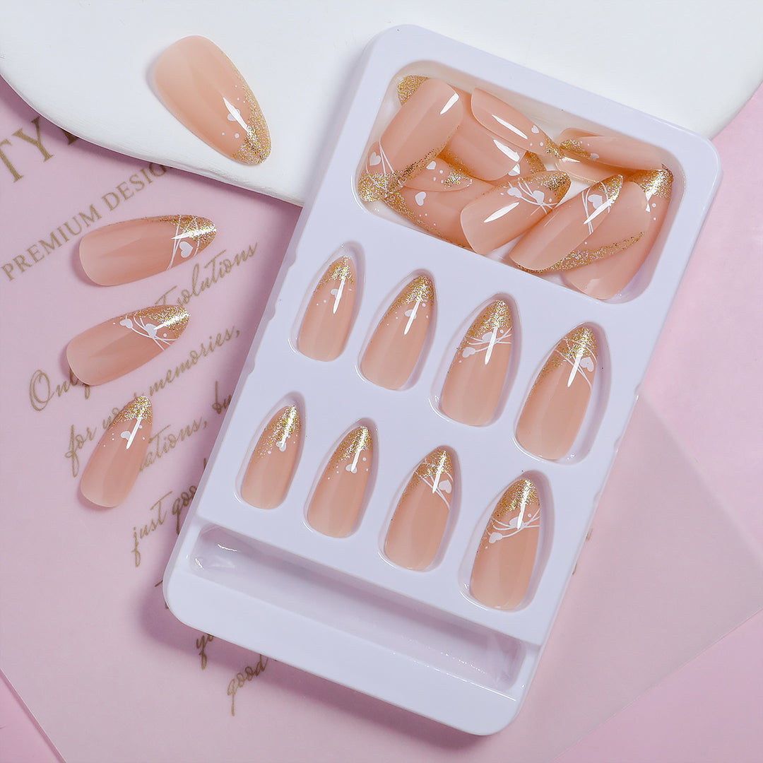 Glamorous Heart-Accent Press-On Nails Bowlift