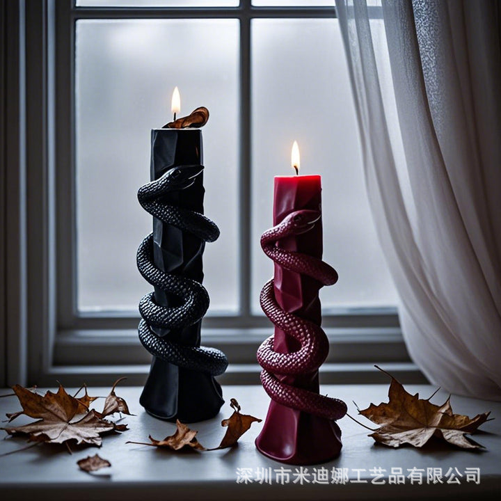 Artistic Snake-Designed Candle