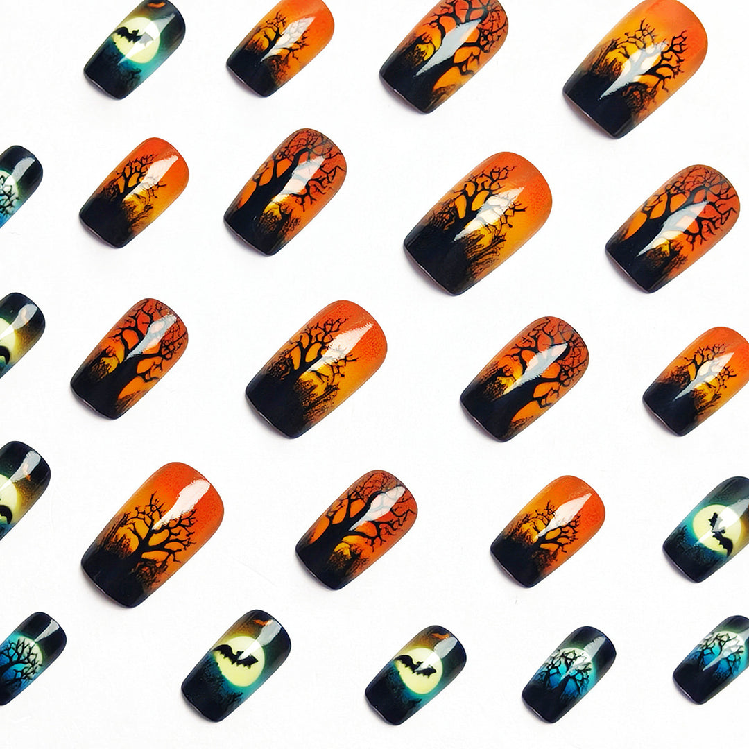 Artificial nails with autumnal creepy design Bowlift