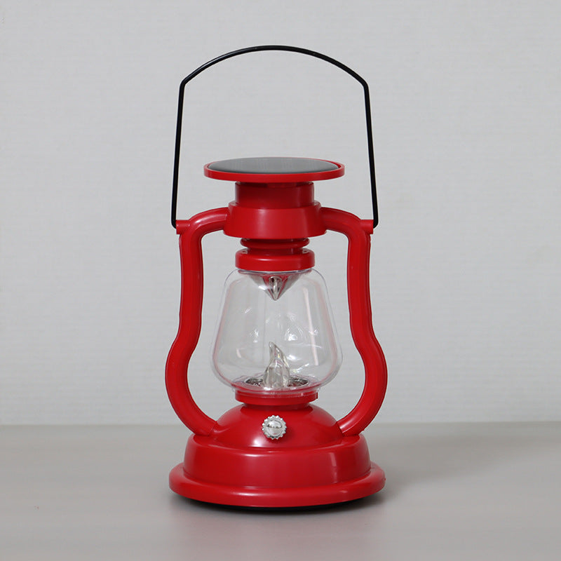 Antique-Inspired Solar LED Lantern With Glass Globe And Metal Handle Bowlift