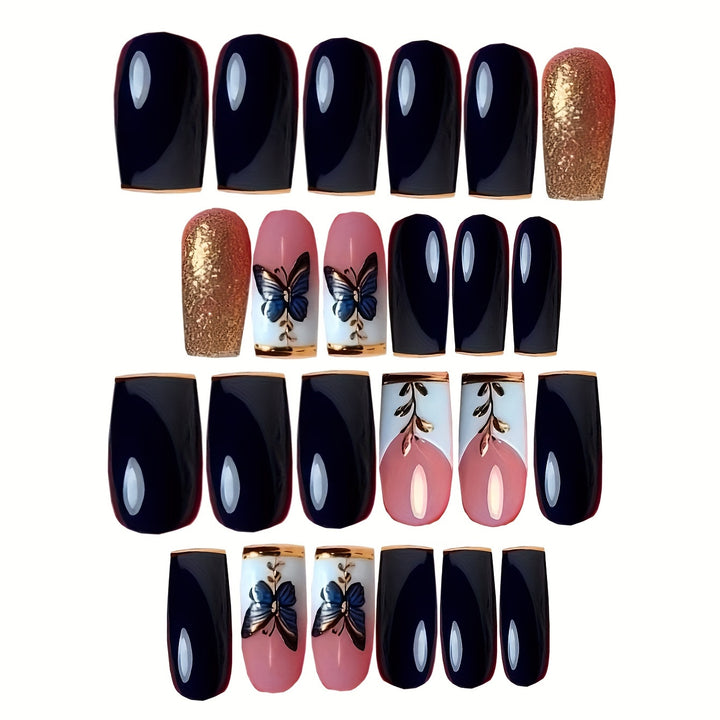 Butterfly-Inspired Elegant Acrylic Press-On Nails Bowlift