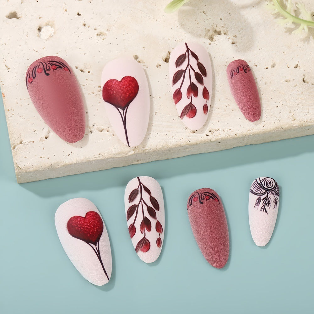 Artificial Nail Set with Romantic Heart Design Bowlift