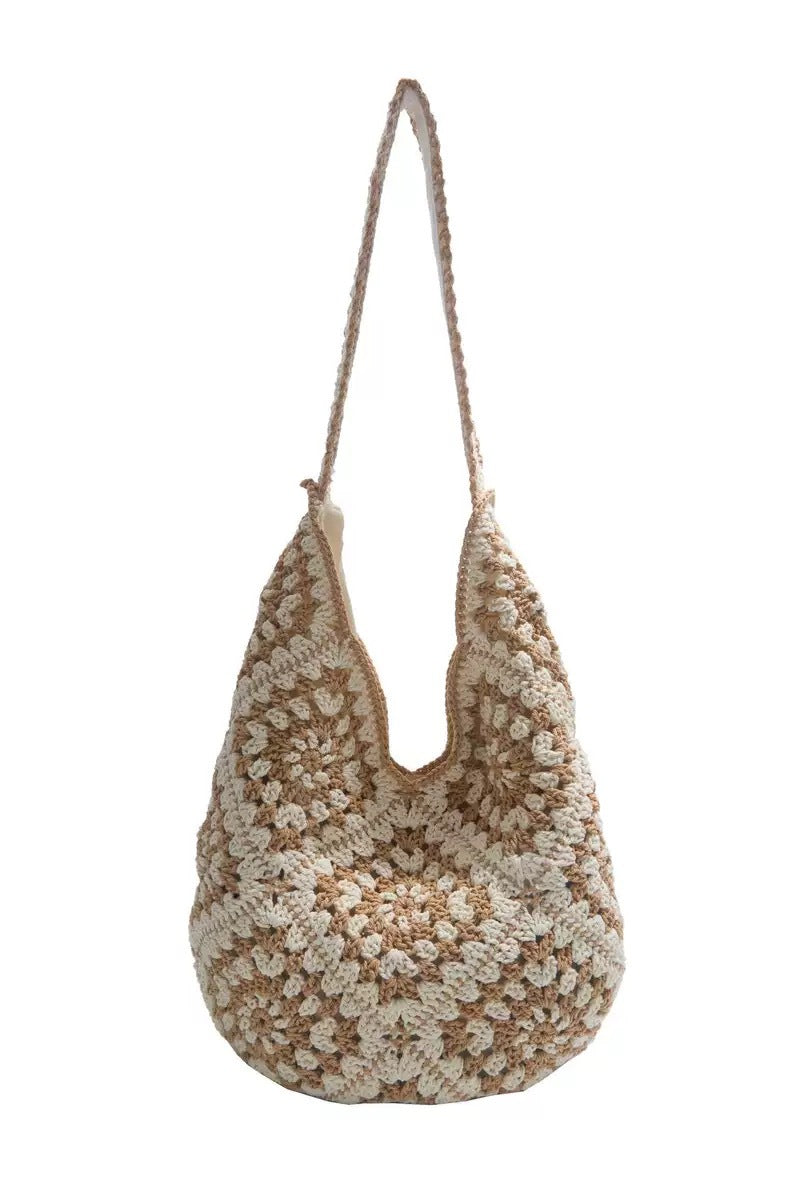 Hand-knotted shoulder bag with unique floral pattern Bowlift