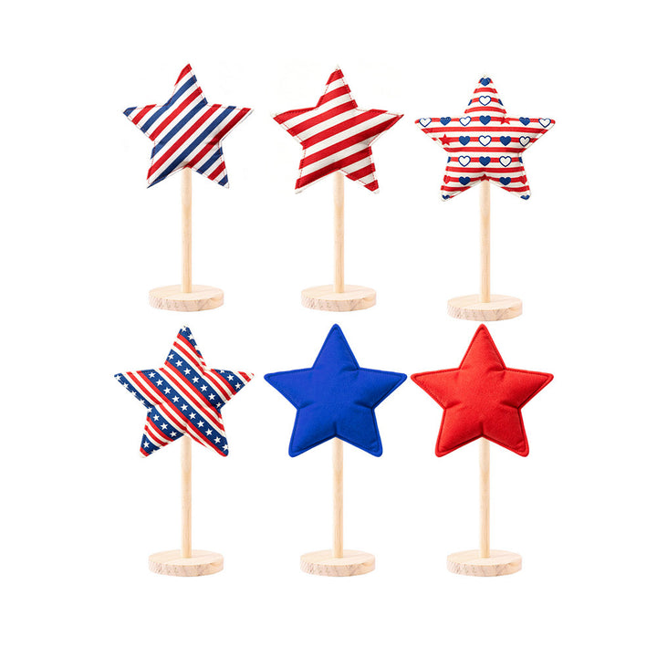 Unisex decorative fabric star display with wooden base Bowlift