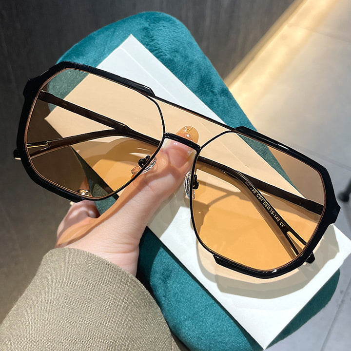 Ladies extravagant sunglasses in hexagonal design with transparent frame Bowlift