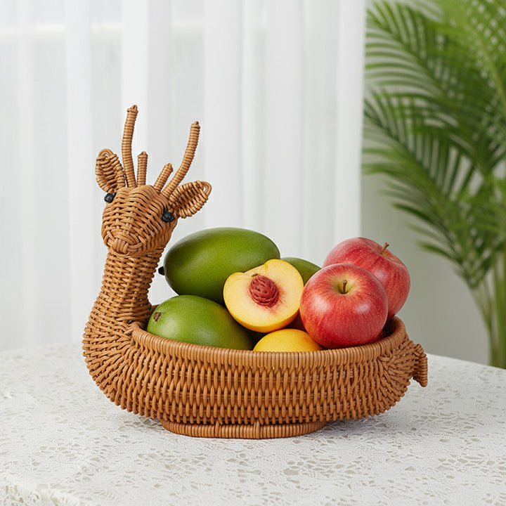 Decorative Animal-Shaped Woven Basket Bowlift