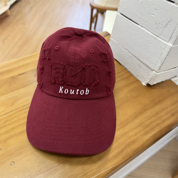 Men's Distressed Embroidered Baseball Cap Bowlift