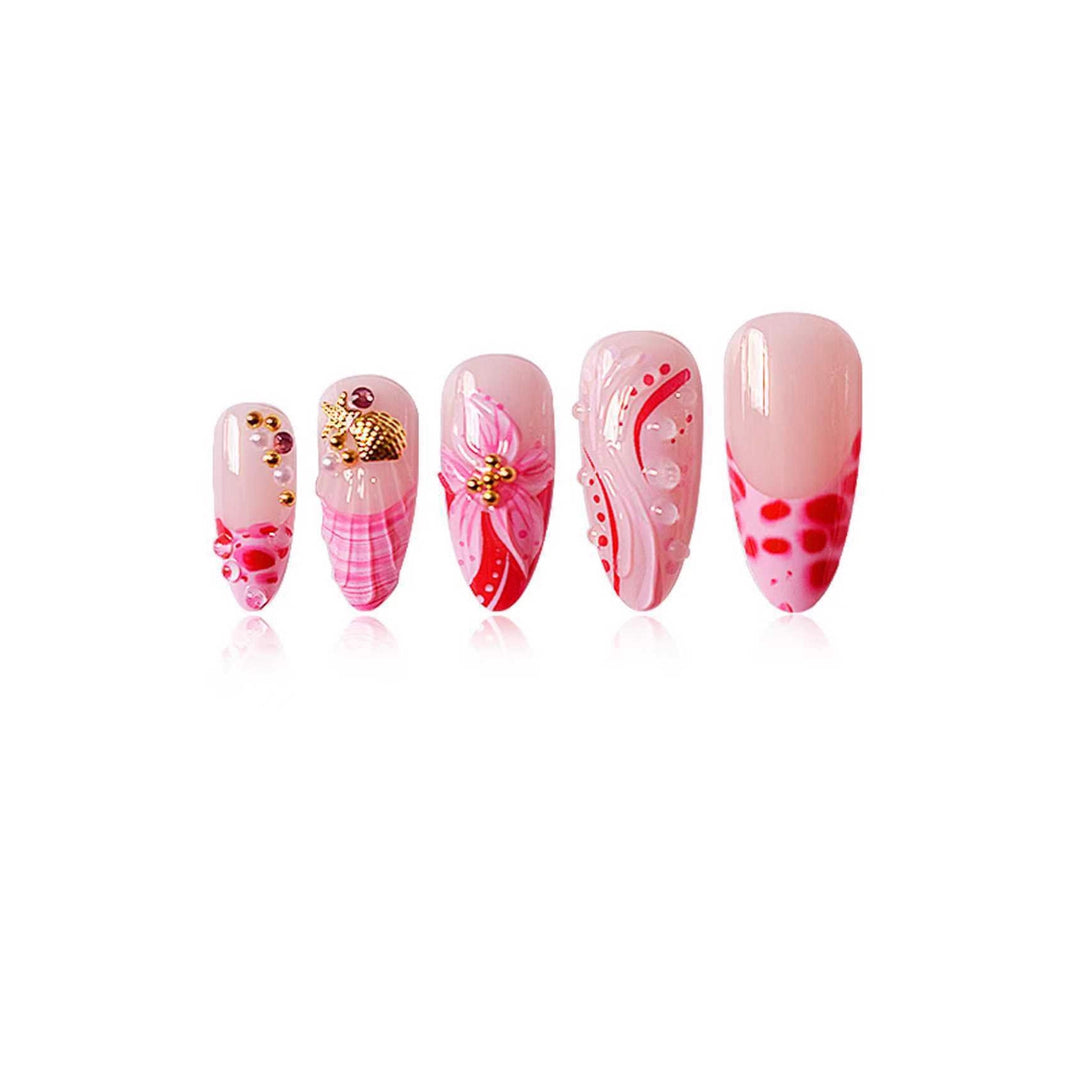 Elegant Floral Acrylic Nail Extensions Bowlift