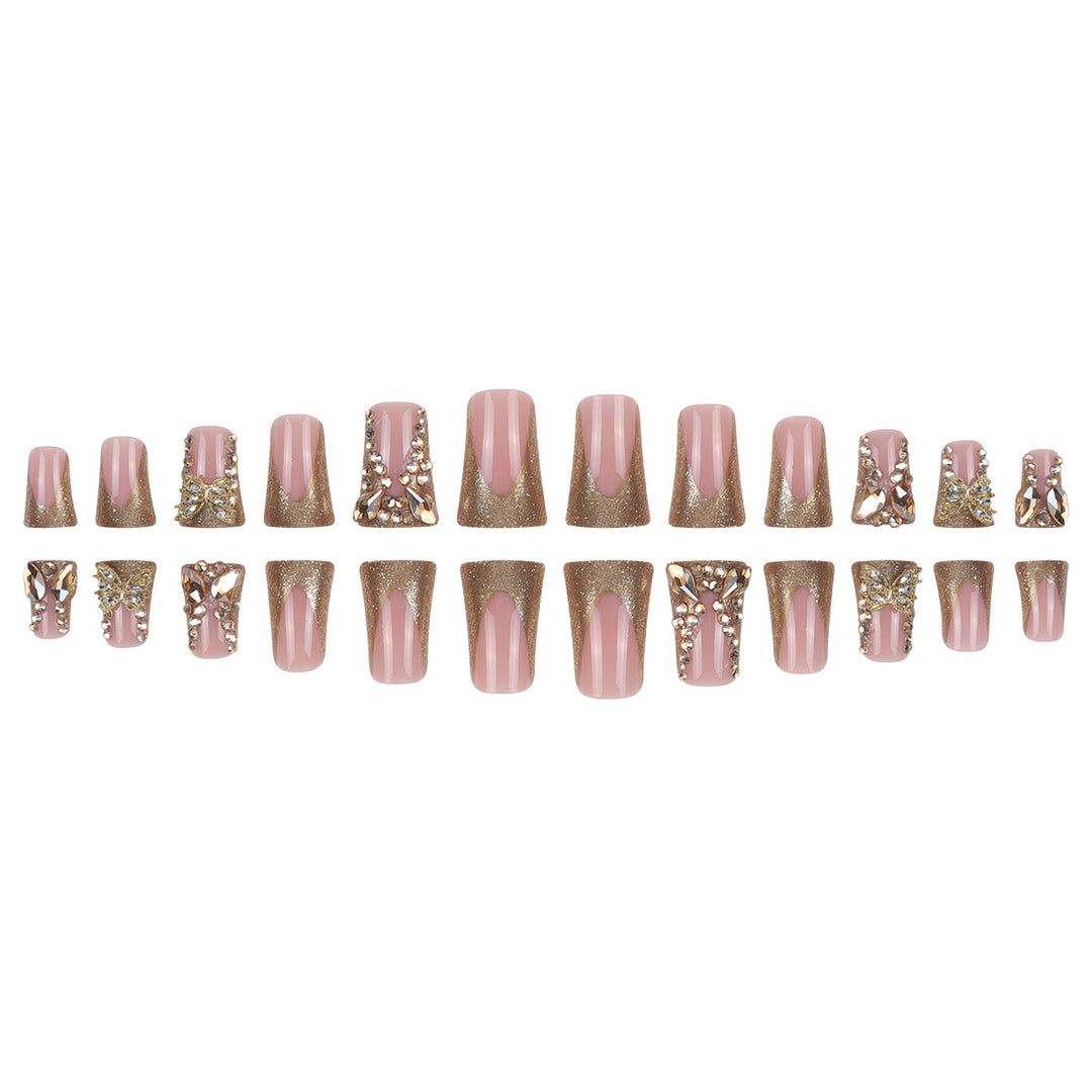 Glamorous Rhinestone Butterfly Press-On Nails Bowlift