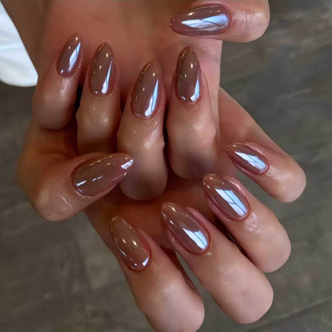 Glossy Stiletto Press-On Nail Set with Unique Design Bowlift
