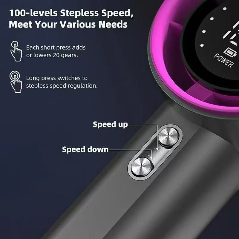 Unisex nan compact cordless high speed digital display hair dryer with adjustable speed and long lasting battery Bowlift