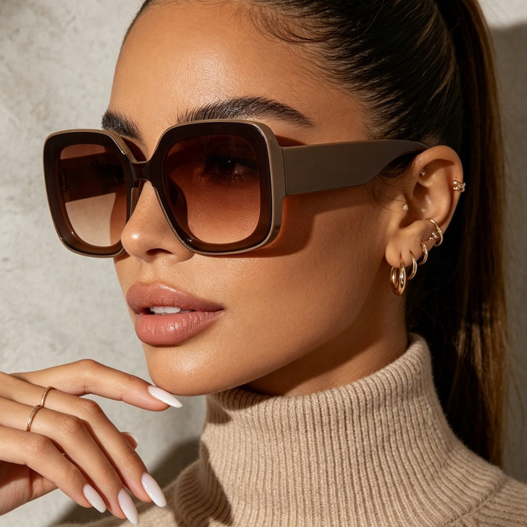 Women's square sunglasses with innovative transparent frame design Bowlift