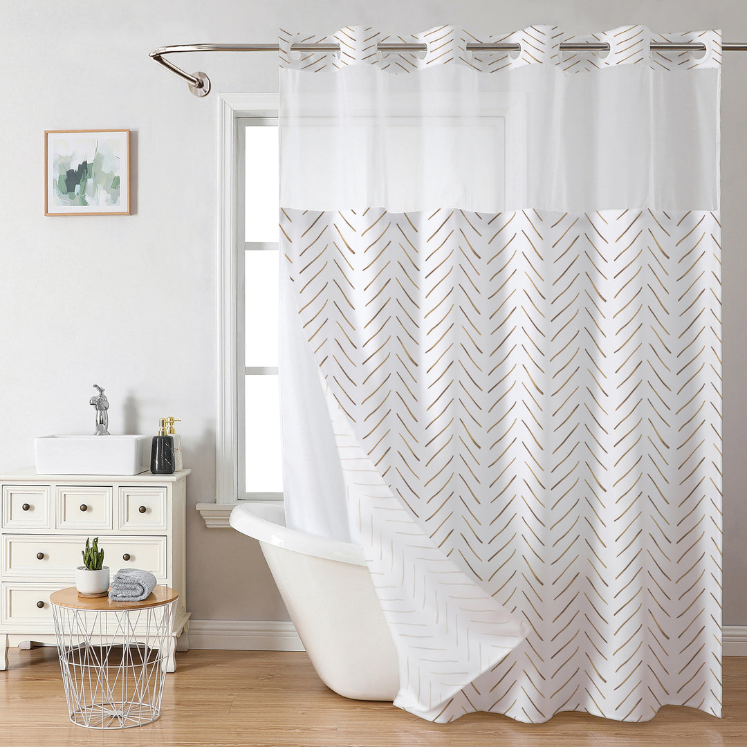 Herringbone Pattern Shower Curtain Bowlift