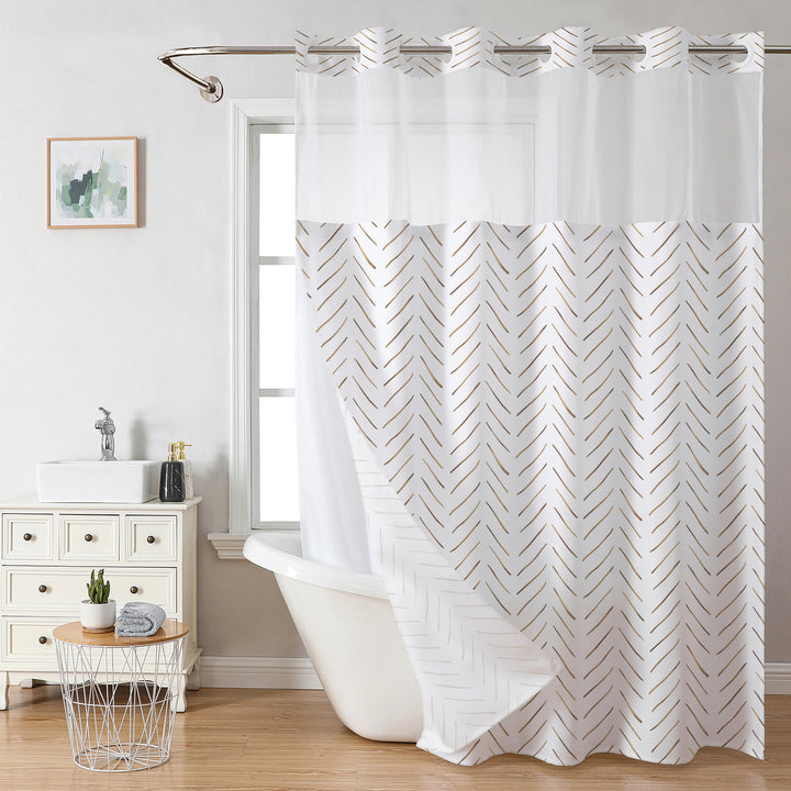 Herringbone Pattern Shower Curtain Bowlift
