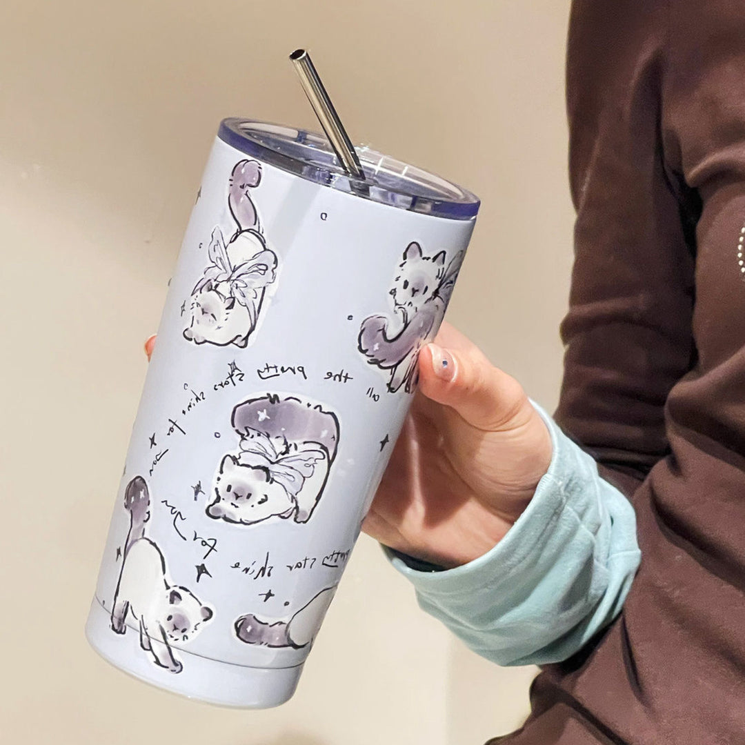 Women's insulated drinking cup with secure silicone lid and fun dog design Bowlift