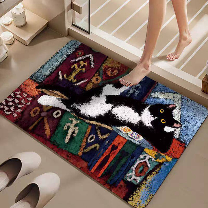 Cartoon Cat-Themed Bath Mat Bowlift