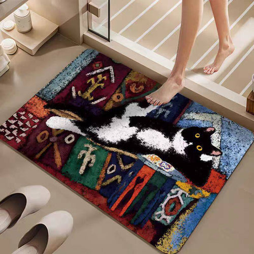 Cartoon Cat-Themed Bath Mat Bowlift