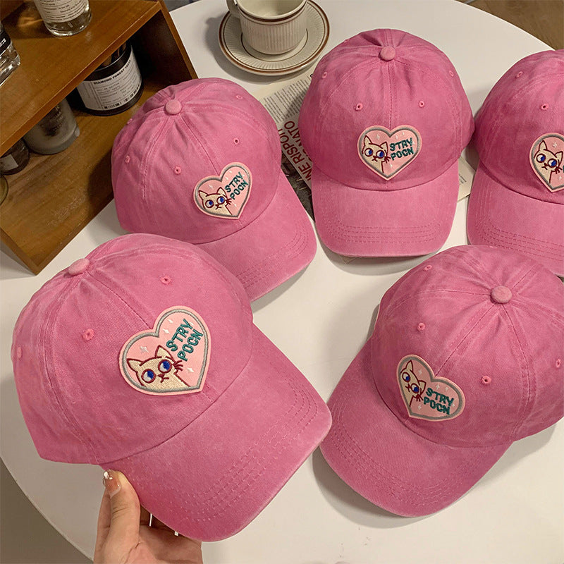 Women's Casual Embroidered Cat Cap Bowlift