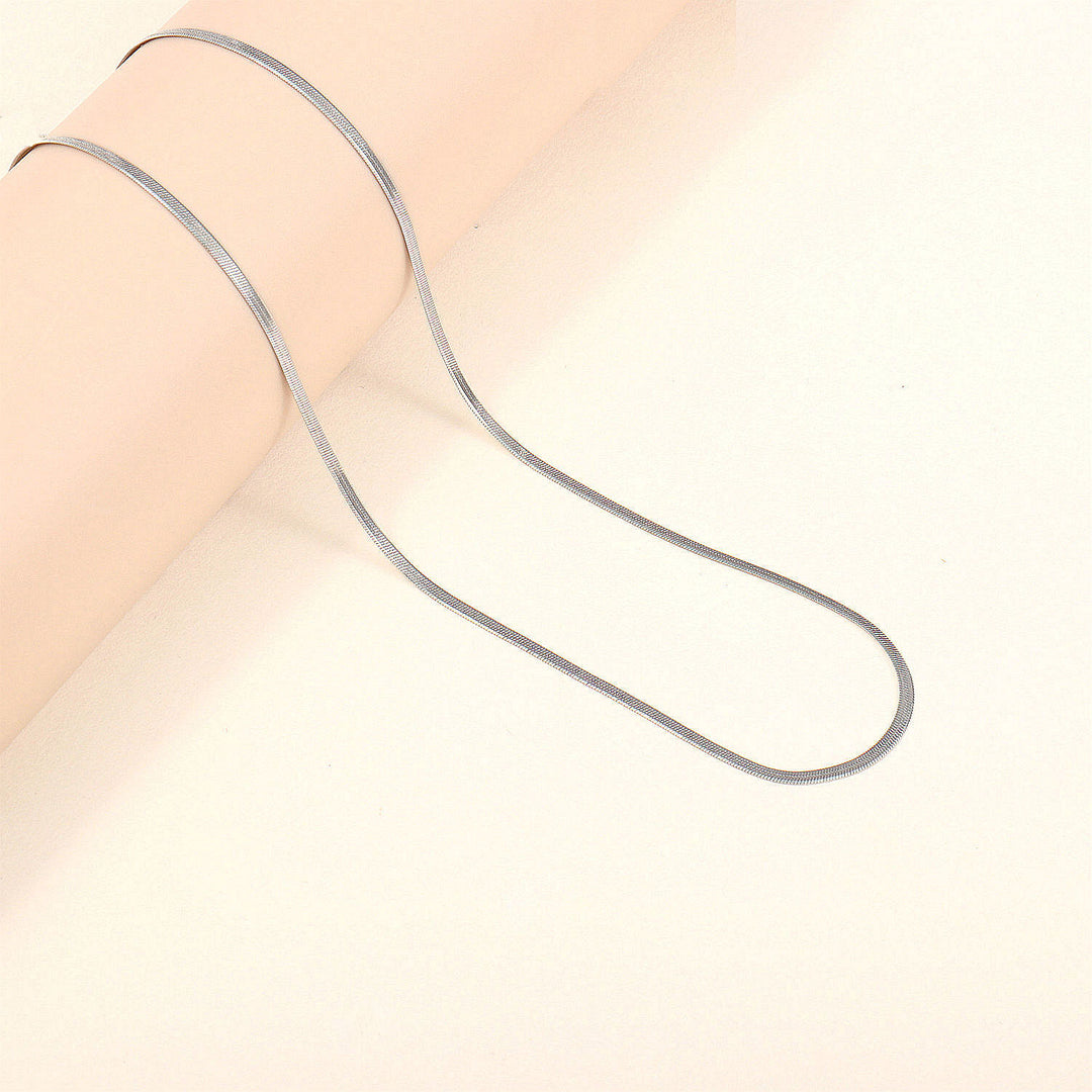 Sleek Slim Silver Chain Necklace Bowlift