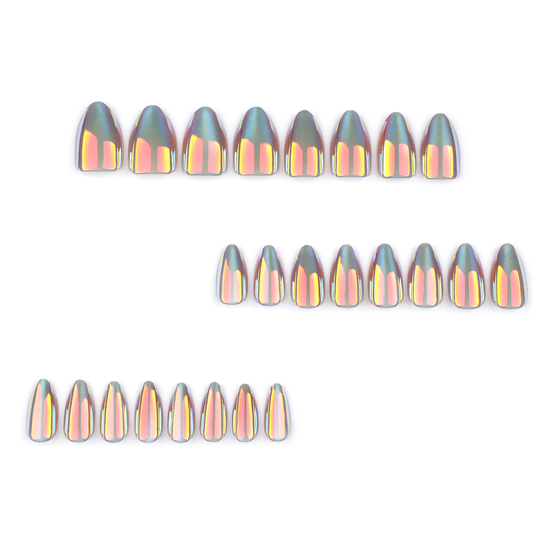 Shiny stiletto nails with exciting design Bowlift