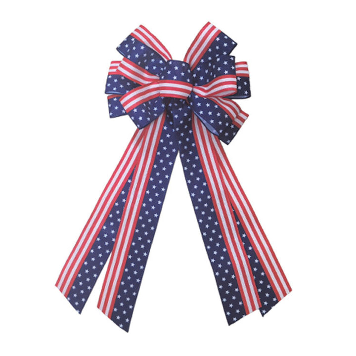 Unisex decorative bow in large size with long ribbons and star pattern for door and wall decoration Bowlift