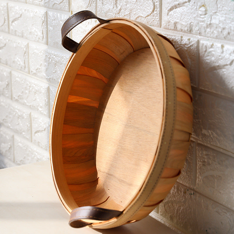 Handcrafted Oval Serving Tray with Leather Handles Bowlift