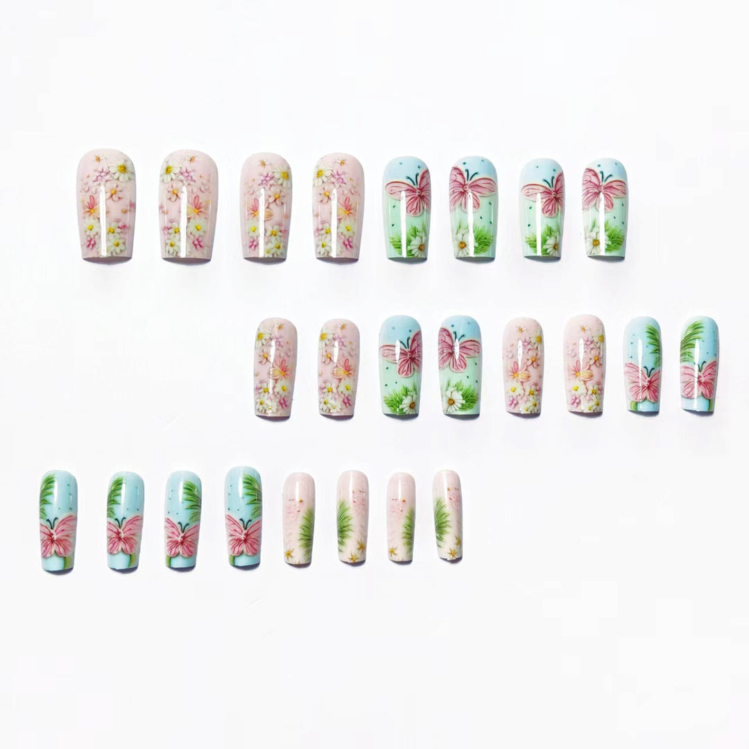 Creative Flower and Butterfly Art Nails Bowlift