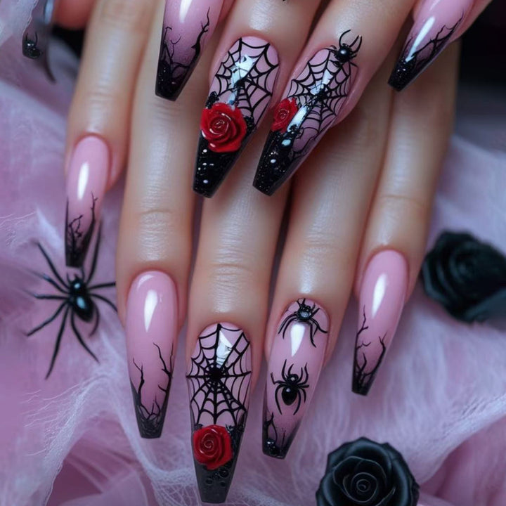 Gothic-Inspired 3D Halloween Nail Art Extensions Bowlift