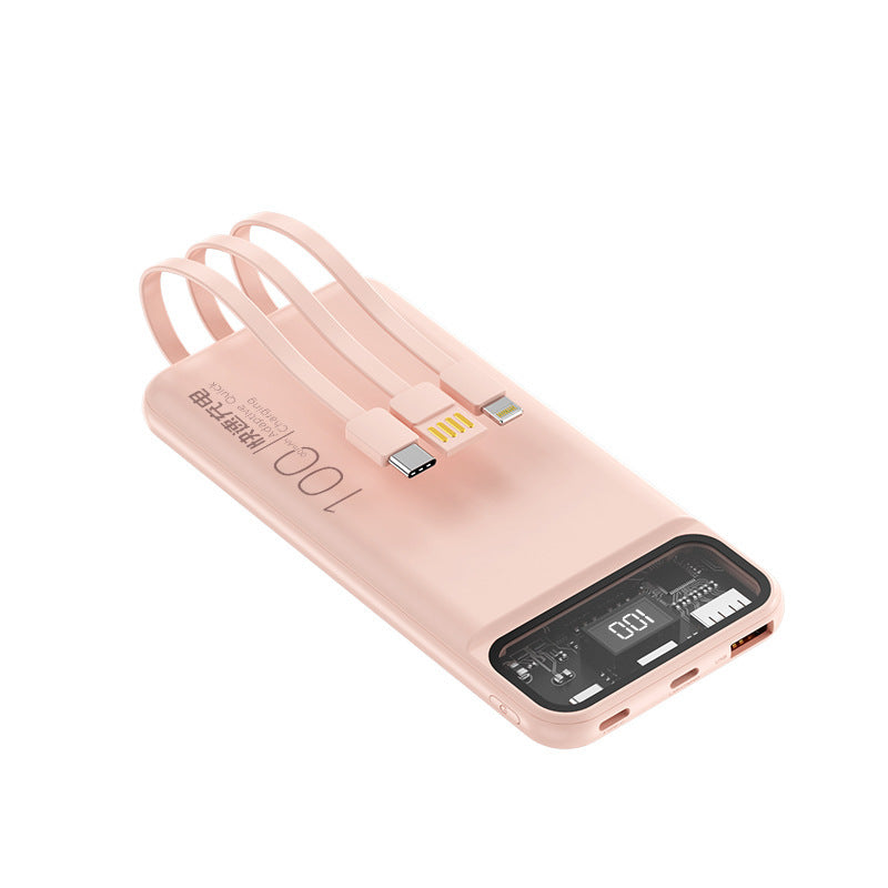 Portable power bank with multifunctional cable system and digital display Bowlift