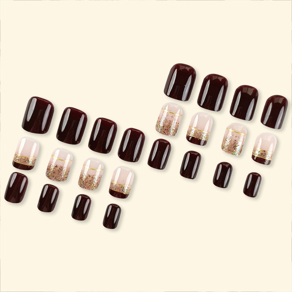 Glittering French Tip Nail Art Set Bowlift